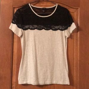H&M Black Lace Shoulder Top